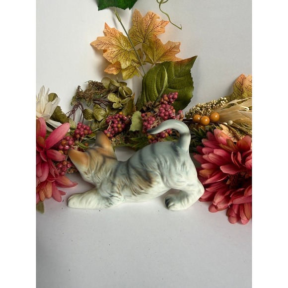 Vintage 1984 Enesco Ceramic Playful Gray Tabby Kitten Cat Figurine Blue Eyes - Picture 8 of 10